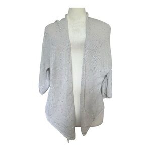 PROJECT Eileen Fisher Light Gray and Sequin Women's Open Cardigan